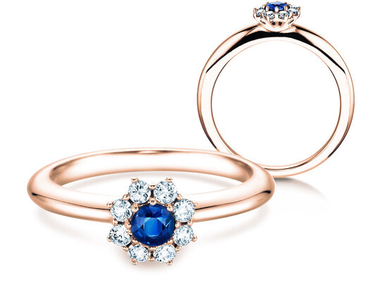 Verlobungsring Lovely in 9K Weißgold mit Saphir 0,10ct und Diamanten 0,15ct