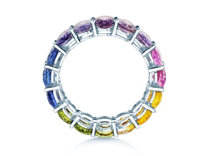 Rainbow Oval in 14K Weißgold mit Saphir 8,33ct