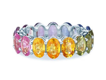 Rainbow Oval in 14K Weißgold mit Saphir 8,33ct