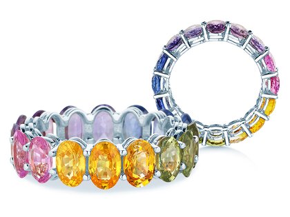 Rainbow Oval in 14K Weißgold mit Saphir 8,33ct