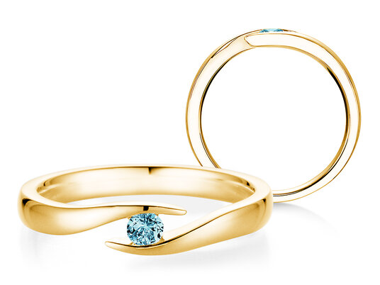 Verlobungsring Twist Colour in 14K Gelbgold mit Blautopas 0,05ct