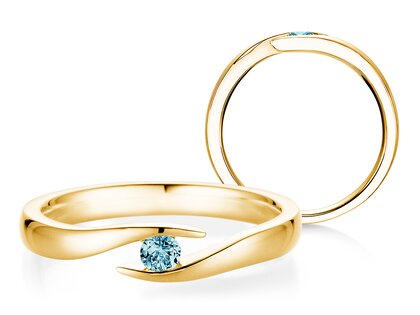 Verlobungsring Twist Colour in 14K Gelbgold mit Blautopas 0,05ct