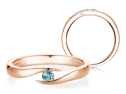 Verlobungsring Twist Colour in 9K Roségold mit Blautopas 0,05ct