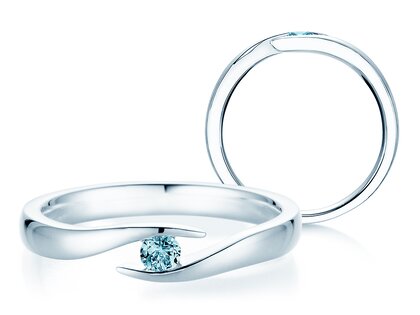 Verlobungsring Twist Colour in 14K Weißgold mit Blautopas 0,05ct