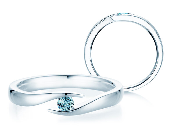 Verlobungsring Twist Colour in 14K Weißgold mit Blautopas 0,05ct