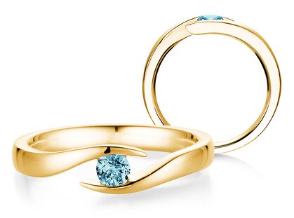 Verlobungsring Twist Colour in 9K Gelbgold mit Blautopas 0,15ct