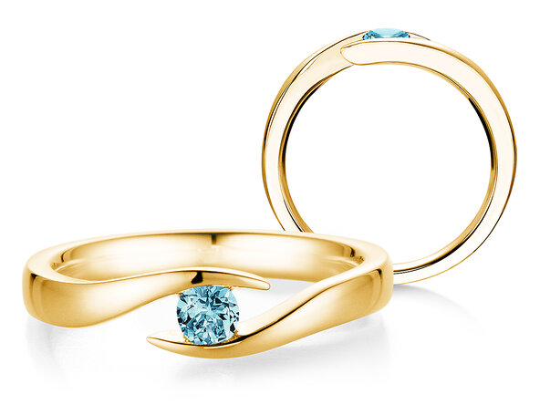 Verlobungsring Twist Colour in 9K Gelbgold mit Blautopas 0,25ct