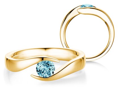 Verlobungsring Twist Colour in 9K Gelbgold mit Blautopas 0,50ct