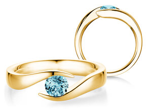 Verlobungsring Twist Colour in 9K Gelbgold mit Blautopas 0,50ct