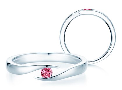 Verlobungsring Twist Colour in Silber 925/- mit Pinker Turmalin 0,05ct