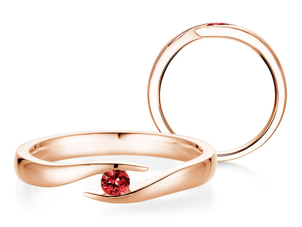 Verlobungsring Twist Colour in 9K Roségold mit Rubin 0,05ct
