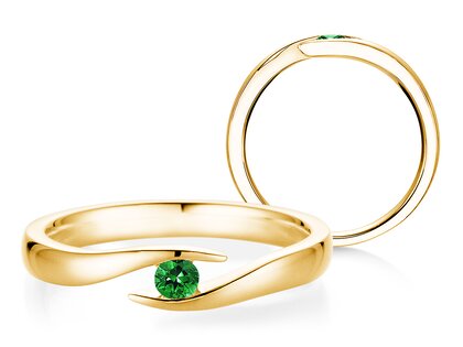 Verlobungsring Twist Colour in 9K Gelbgold mit Smaragd 0,05ct