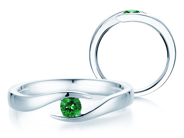 Verlobungsring Twist Colour in 14K Weißgold mit Smaragd 0,15ct