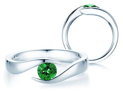 Verlobungsring Twist Colour in 9K Weißgold mit Smaragd 0,50ct