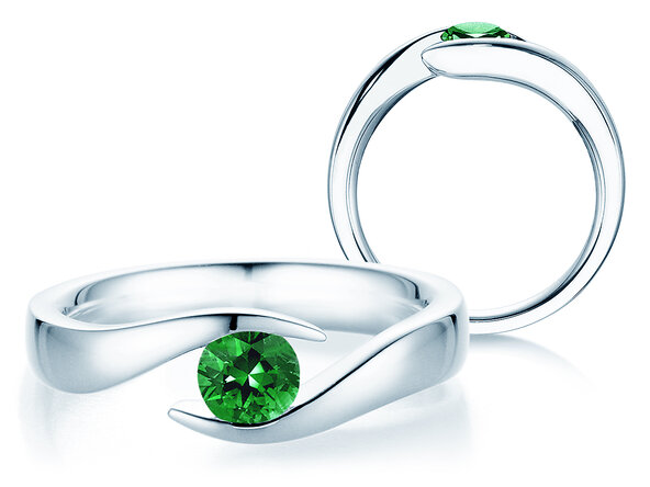 Verlobungsring Twist Colour in 9K Weißgold mit Smaragd 0,50ct