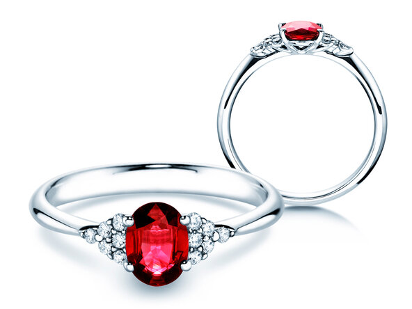Verlobungsring Vivid in Platin 950/- mit Rubin 1,00ct und Diamanten 0,12ct