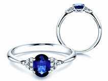 Verlobungsring Vivid in 18K Weißgold mit Saphir 1,00ct und Diamanten 0,12ct