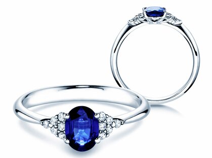 Verlobungsring Vivid in 14K Weißgold mit Saphir 1,00ct und Diamanten 0,12ct