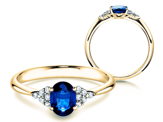 Verlobungsring Vivid in 9K Weißgold mit Saphir 1,00ct und Diamanten 0,12ct