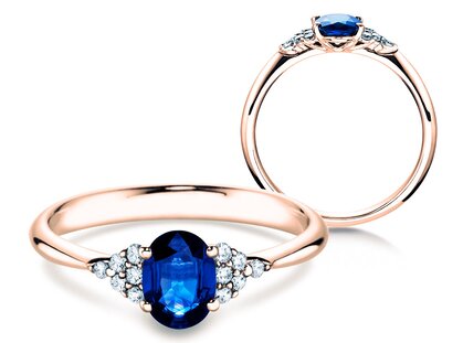 Verlobungsring Vivid in 18K Roségold mit Saphir 1,00ct und Diamanten 0,12ct