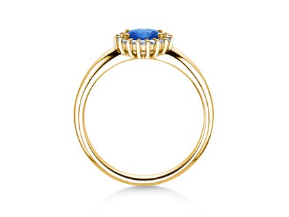 Verlobungsring Windsor Cross in 14K Gelbgold mit Saphir 0,60ct und Diamanten 0,12ct