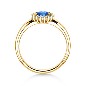 Verlobungsring Windsor Cross in 14K Gelbgold mit Saphir 0,60ct und Diamanten 0,12ct