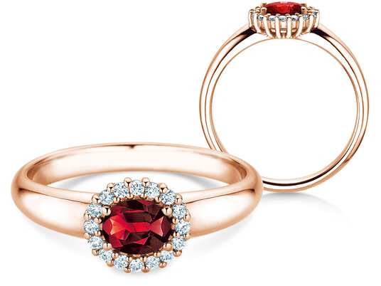 Verlobungsring Windsor Cross in 9K Weißgold mit Rubin 0,60ct und Diamanten 0,12ct