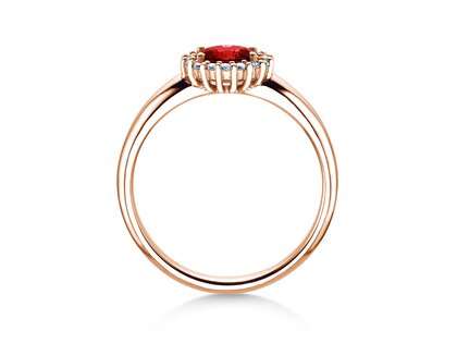 Verlobungsring Windsor Cross in 14K Roségold mit Rubin 0,60ct und Diamanten 0,12ct