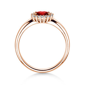 Verlobungsring Windsor Cross in 14K Roségold mit Rubin 0,60ct und Diamanten 0,12ct