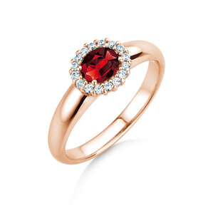 Verlobungsring Windsor Cross in 14K Roségold mit Rubin 0,60ct und Diamanten 0,12ct