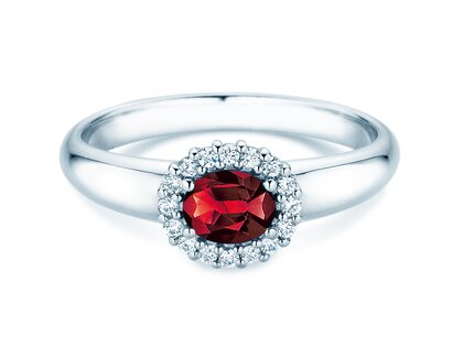 Verlobungsring Windsor Cross in 9K Weißgold mit Rubin 0,60ct und Diamanten 0,12ct