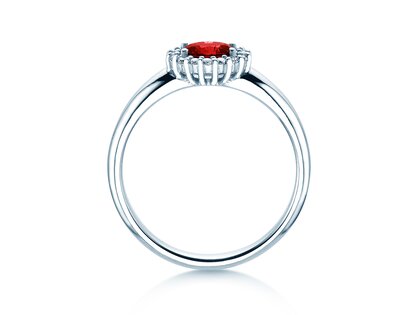 Verlobungsring Windsor Cross in 9K Weißgold mit Rubin 0,60ct und Diamanten 0,12ct
