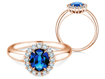 Verlobungsring Windsor Royal in 9K Weißgold mit Saphir 1,20ct und Diamanten 0,28ct