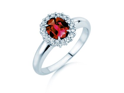 Verlobungsring Windsor Royal in 9K Weißgold mit Rubin 1,20ct und Diamanten 0,28ct
