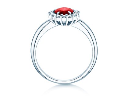 Verlobungsring Windsor Royal in 9K Weißgold mit Rubin 1,20ct und Diamanten 0,28ct