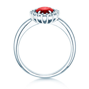 Verlobungsring Windsor Royal in 9K Weißgold mit Rubin 1,20ct und Diamanten 0,28ct