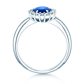 Verlobungsring Windsor Royal in 14K Weißgold mit Saphir 1,20ct und Diamanten 0,28ct