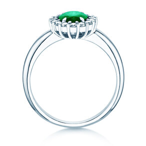 Verlobungsring Windsor Royal in 14K Weißgold mit Smaragd 1,20ct und Diamanten 0,28ct