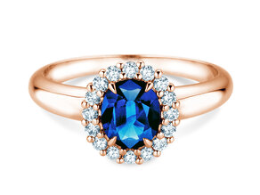 Verlobungsring Windsor Royal in 14K Roségold mit Saphir 1,20ct und Diamanten 0,28ct