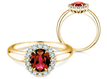 Verlobungsring Windsor Royal in 18K Gelbgold mit Rubin 1,20ct und Diamanten 0,28ct