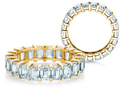 Verlobungsring Emerald Cut Eternity in Gelbgold