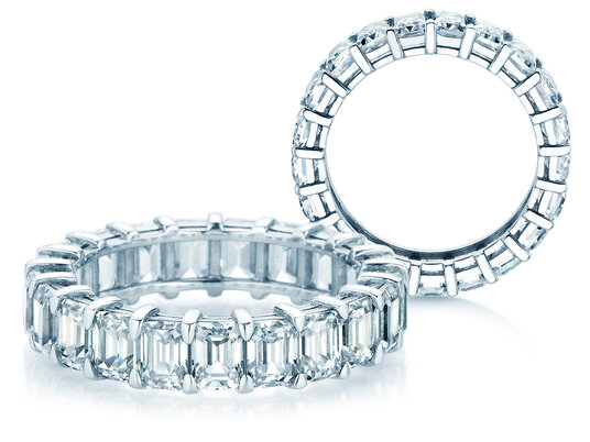Verlobungsring Emerald Cut Eternity in 14K Weißgold mit Diamanten 4,20ct G/VS