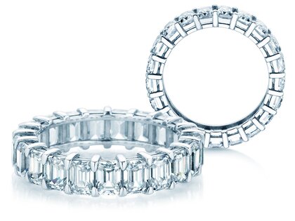 Verlobungsring Emerald Cut Eternity in 14K Weißgold mit Diamanten 4,20ct G/VS