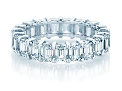 Verlobungsring Emerald Cut Eternity in 14K Weißgold mit Diamanten 4,20ct G/VS