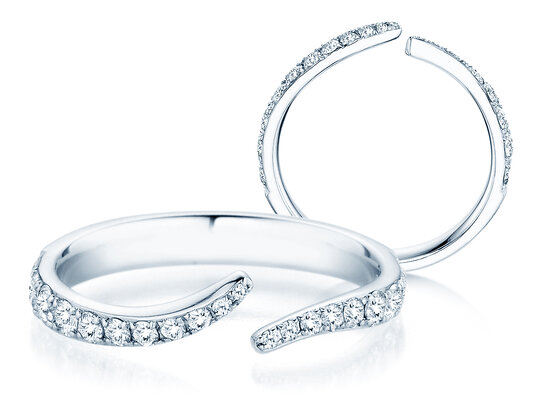 Verlobungsring Flow Pavé in 9K Weißgold mit Diamanten 0,51ct G/SI