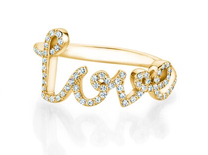 Ring Love Diamonds Pavé in 14K Gelbgold mit Diamanten 0,37ct G/SI