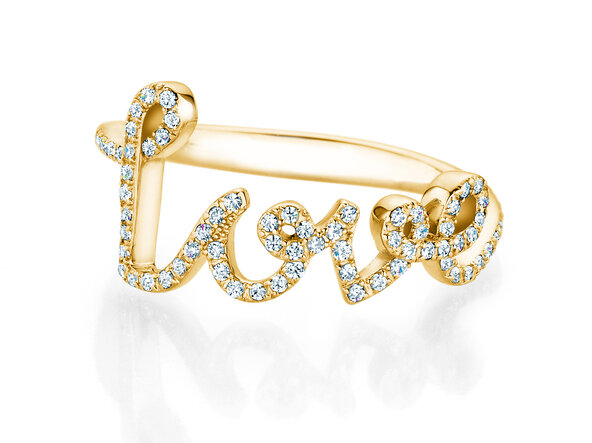Ring Love Diamonds Pavé in 14K Gelbgold mit Diamanten 0,37ct G/SI