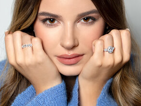 Verlobungsring Oval Cut Infinity in 14K Weißgold mit Diamanten 1,84ct G/SI