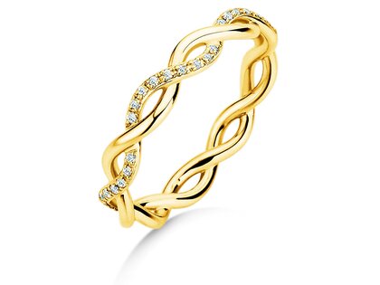 Verlobungsring Sparkling Curve in 14K Gelbgold mit Diamanten 0,14ct G/SI