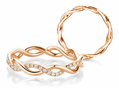 Verlobungsring Sparkling Curve in 14K Roségold mit Diamanten 0,14ct G/SI